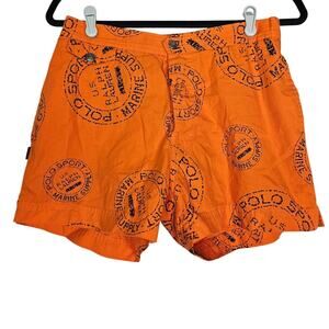 Vintage 90s Polo Sport Ralph Lauren S Orange Swim Trunk Shorts Marine Supply
